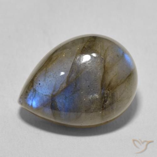 10.41ct 天然 マルチカラー ラブラドライト, 洋梨の形, 半透明