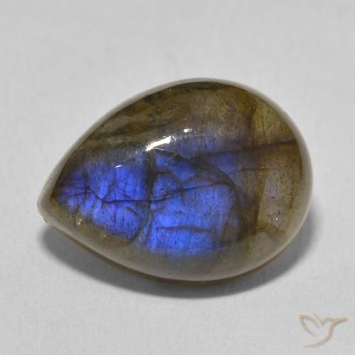 9.73ct 天然 マルチカラー ラブラドライト, 洋梨の形, 半透明
