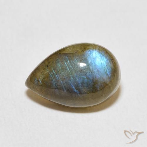 3.87ct 天然 マルチカラー ラブラドライト, 洋梨の形, 半透明