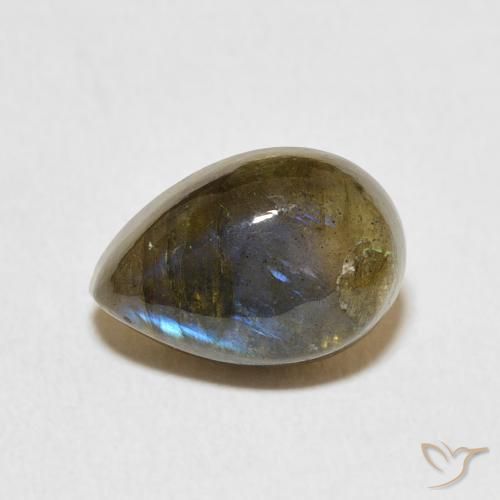 3.92ct 天然 マルチカラー ラブラドライト, 洋梨の形, 半透明