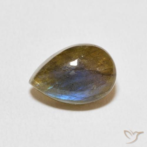 2.73ct 天然 マルチカラー ラブラドライト, 洋梨の形, 半透明