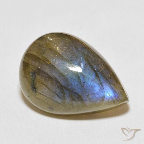 12.67ct 天然 マルチカラー ラブラドライト, 洋梨の形, 半透明