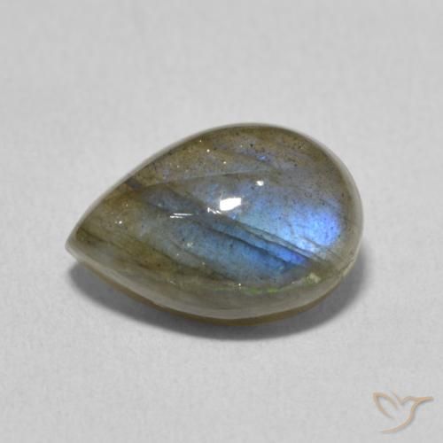 3.89ct 天然 マルチカラー ラブラドライト, 洋梨の形, 半透明