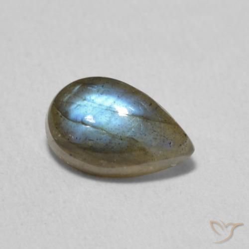 1.04ct 天然 マルチカラー ラブラドライト, 洋梨の形, 半透明