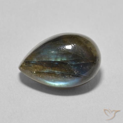 4.40ct 天然 マルチカラー ラブラドライト, 洋梨の形, 半透明