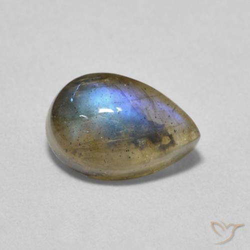 1.69ct 天然 マルチカラー ラブラドライト, 洋梨の形, 半透明