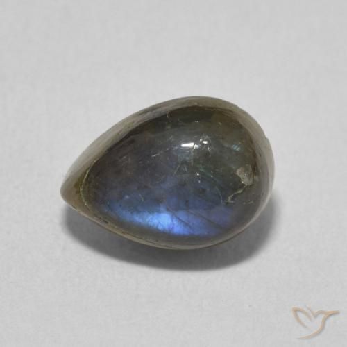 1.86ct 天然 マルチカラー ラブラドライト, 洋梨の形, 半透明
