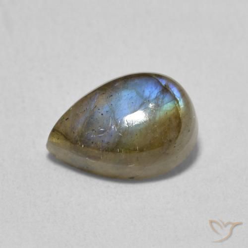 1.66ct 天然 マルチカラー ラブラドライト, 洋梨の形, 半透明