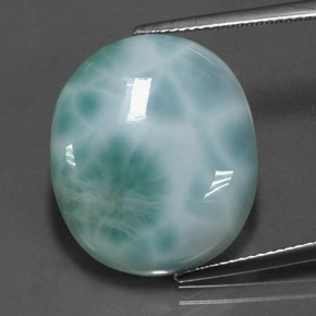 19.66カラットの天然グリーンブルーラリマー（21.1×18.1 mm・オーバルカット）