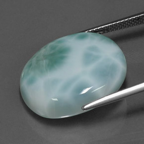 19.66カラットの天然グリーンブルーラリマー（21.1×18.1 mm・オーバルカット）
