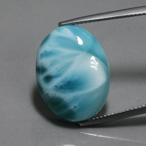 15.87カラットの天然ブルーラリマー（20.2×15.2 mm・オーバルカット）