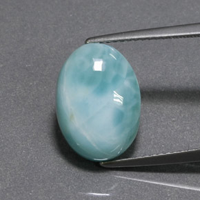 6.80カラットの天然ブルーグリーンラリマー（14.1×10.1 mm・オーバルカット）