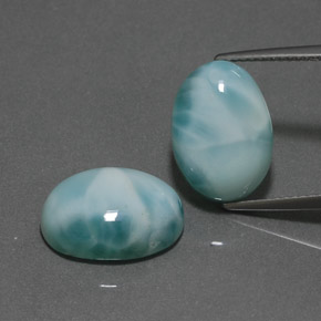 カラットの天然ブルーグリーンラリマー（14.2×10.2 mm・オーバルカット）