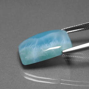 11.61カラットの天然ブルーグリーンラリマー（19.1×13 mm・クッションカット）
