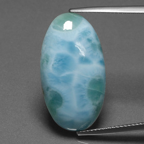 13.60カラットの天然グリーンブルーラリマー（25.5×14.3 mm・オーバルカット）