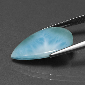 5.33カラットの天然グリーンブルーラリマー、洋梨の形、オペーク