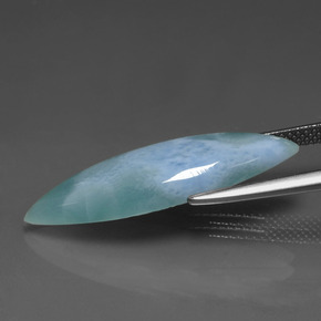 7.63カラットの天然グリーンブルーラリマー（28.9×9.5 mm・マーキス）