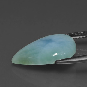 4.16カラットの天然グリーンブルーラリマー、洋梨の形、オペーク