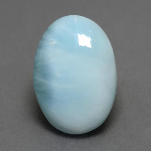 7.85カラットの天然薄い緑がかった青ラリマー（16.1×11.2 mm・オーバルカット）