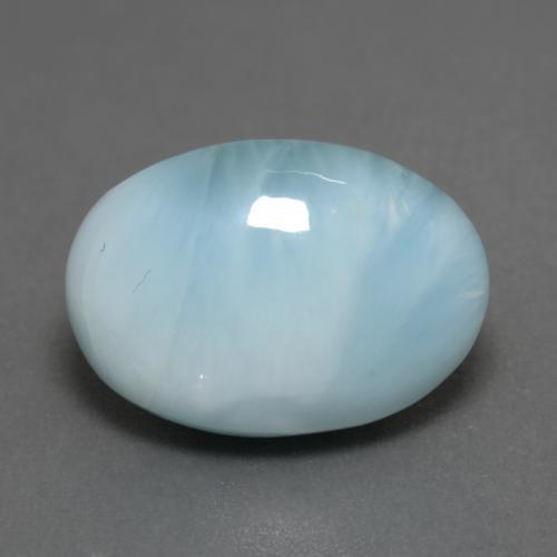 7.85カラットの天然薄い緑がかった青ラリマー（16.1×11.2 mm・オーバルカット）
