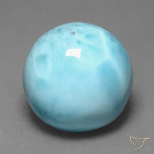 7.66ct 天然 薄い緑がかった青 ラリマー, ラウンド, オペーク