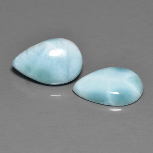 4.09カラットの天然薄い緑がかった青ラリマー（12×7.9 mm・洋梨の形）