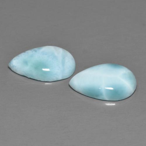 4.09カラットの天然薄い緑がかった青ラリマー（12×7.9 mm・洋梨の形）