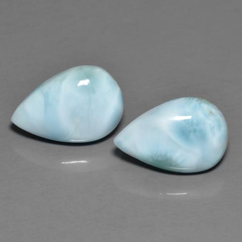 4.37カラットの天然薄い緑がかった青ラリマー（12.1×8.1 mm・洋梨の形）