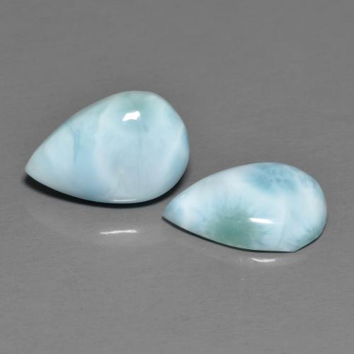 4.37カラットの天然薄い緑がかった青ラリマー（12.1×8.1 mm・洋梨の形）