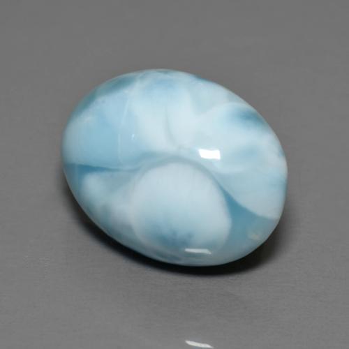 8.09カラットの天然アクアブルーラリマー（16.1×12 mm・オーバルカット）