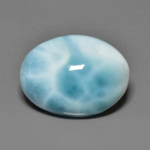 7.30カラットの天然薄い緑がかった青ラリマー（16×12 mm・オーバルカット）