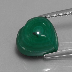 7.41カラットの天然Medium Green   マラカイト（11.1×10.8 mm・ハート型）
