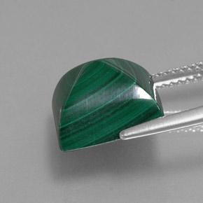 10.59カラットの天然ミディアムグリーンマラカイト（11.1×11 mm・四角）