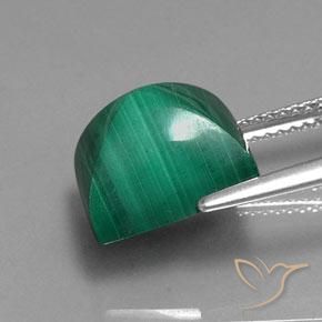 9.78カラットの天然ミディアムグリーンマラカイト（11.3×9.2 mm・バゲット）