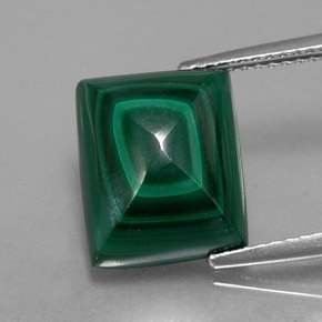 9.15カラットの天然マルチカラーグリーンマラカイト（12.2×10.1 mm・バゲット）