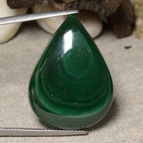 36.65カラットの天然パイングリーンマラカイト（28.2×20.8 mm・洋梨の形）