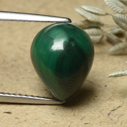 6.60ct 天然 グリーン マラカイト, 洋梨の形, オペーク