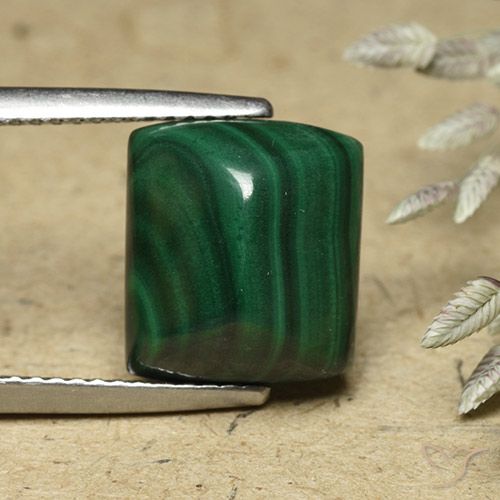 8.76ct 天然 ミディアムグリーン マラカイト, バゲット, オペーク