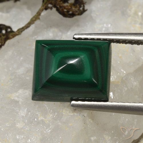 6.17ct 天然 ミディアムグリーン マラカイト, バゲット, オペーク