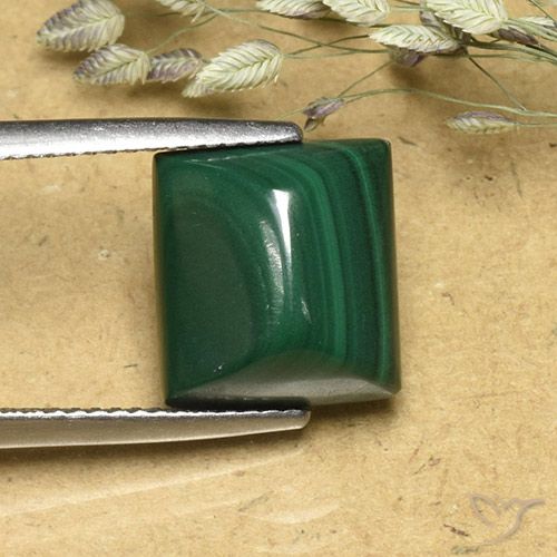 8.74ct 天然 グリーン マラカイト, バゲット, オペーク