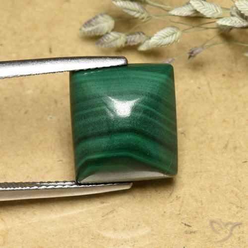 13.91ct 天然 ミディアムグリーン マラカイト, バゲット, オペーク
