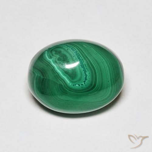6.41ct 天然 ミディアムグリーン マラカイト, 楕円形, オペーク