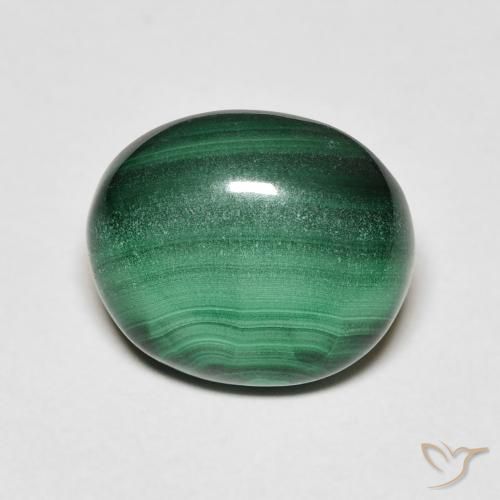 6.20ct 天然 ミディアムグリーン マラカイト, 楕円形, オペーク