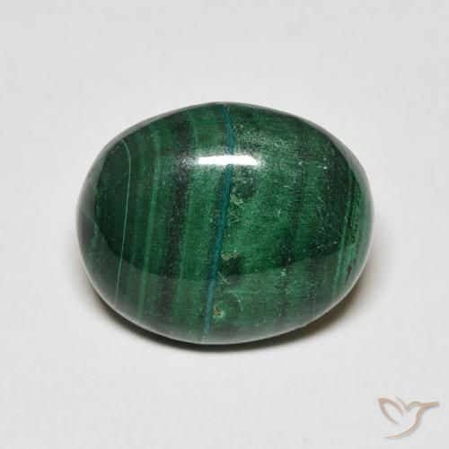 5.65ct 天然 ミディアムグリーン マラカイト, 楕円形, オペーク