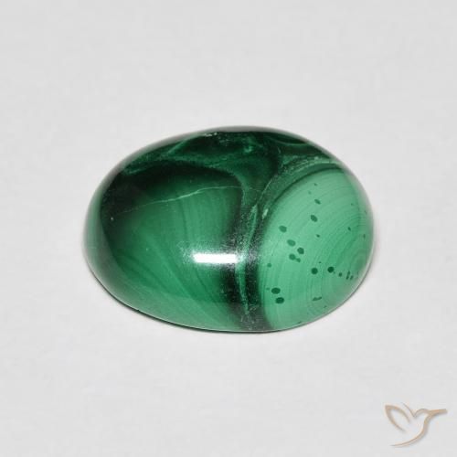 6.65カラットの天然マルチカラーグリーンマラカイト（12.4×10.1 mm・オーバルカット）