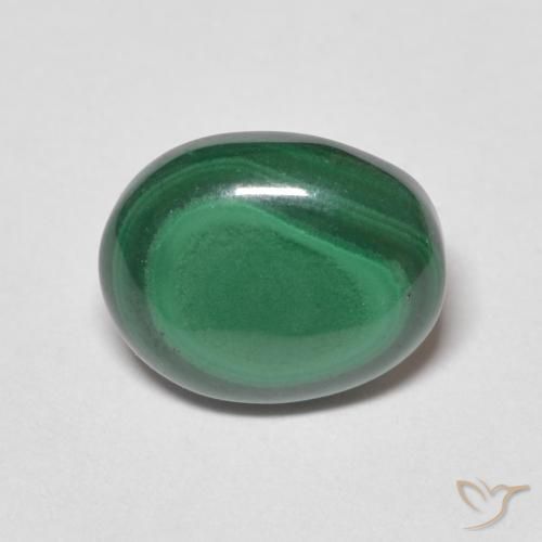 3.08ct 天然 ミディアムグリーン マラカイト, 楕円形, オペーク