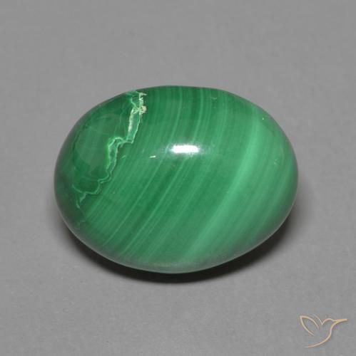 4.13ct 天然 ミディアムグリーン マラカイト, 楕円形, オペーク