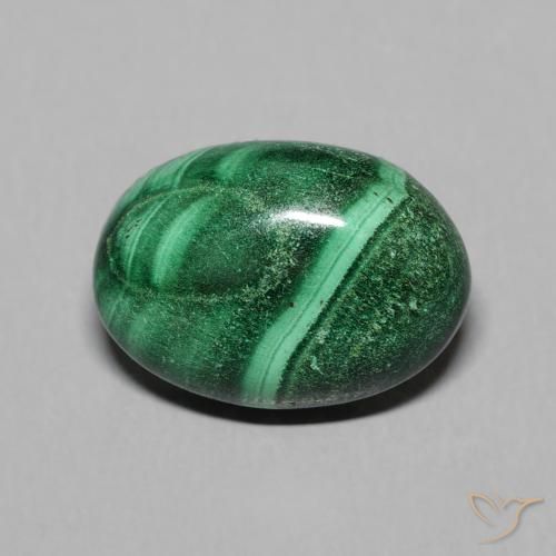 6.88ct 天然 ミディアムグリーン マラカイト, 楕円形, オペーク