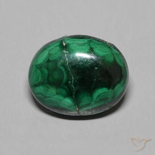 4.46ct 天然 ミディアムグリーン マラカイト, 楕円形, オペーク