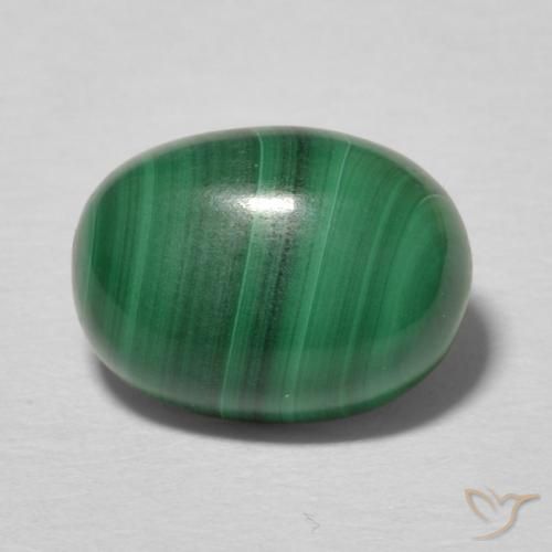 3.55ct 天然 ミディアムグリーン マラカイト, 楕円形, オペーク
